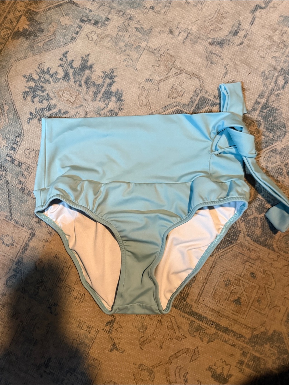 VENUS High-Waist Bikini Bottom in Light Blue with Side Tie